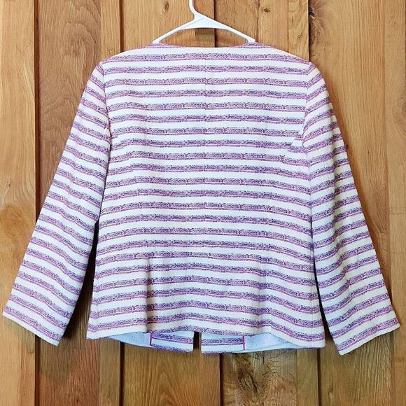 NEW Talbots Pastel Preppy Single Breasted Blazer Size 6 Pink Blue Cream Stripes - Picture 3 of 11